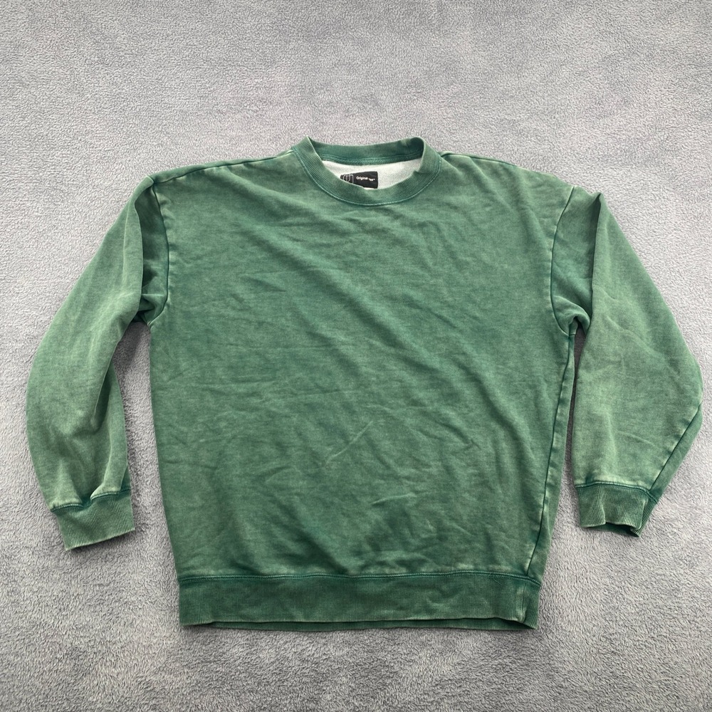 Original Use Sweatshirt Mens Small Green Acid Wash Crewneck Pullover 043187729